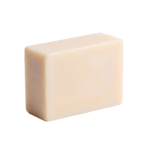 Gardenia soap bar alone, reshaped to match thickness and height, pure white background
