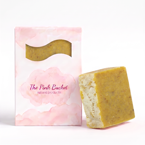 The Pink Bucket Lemongrass soap bar box