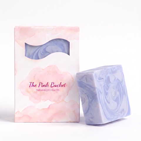 Lavender Mint Soap with The Pink Bucket packaging