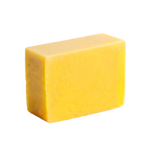 Lemon soap bar alone, pure white background